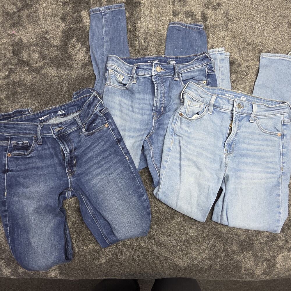Old Navy Rockstar Jeans Set Of 3 High Rise And Mid Rise Skinny Jean Size 2